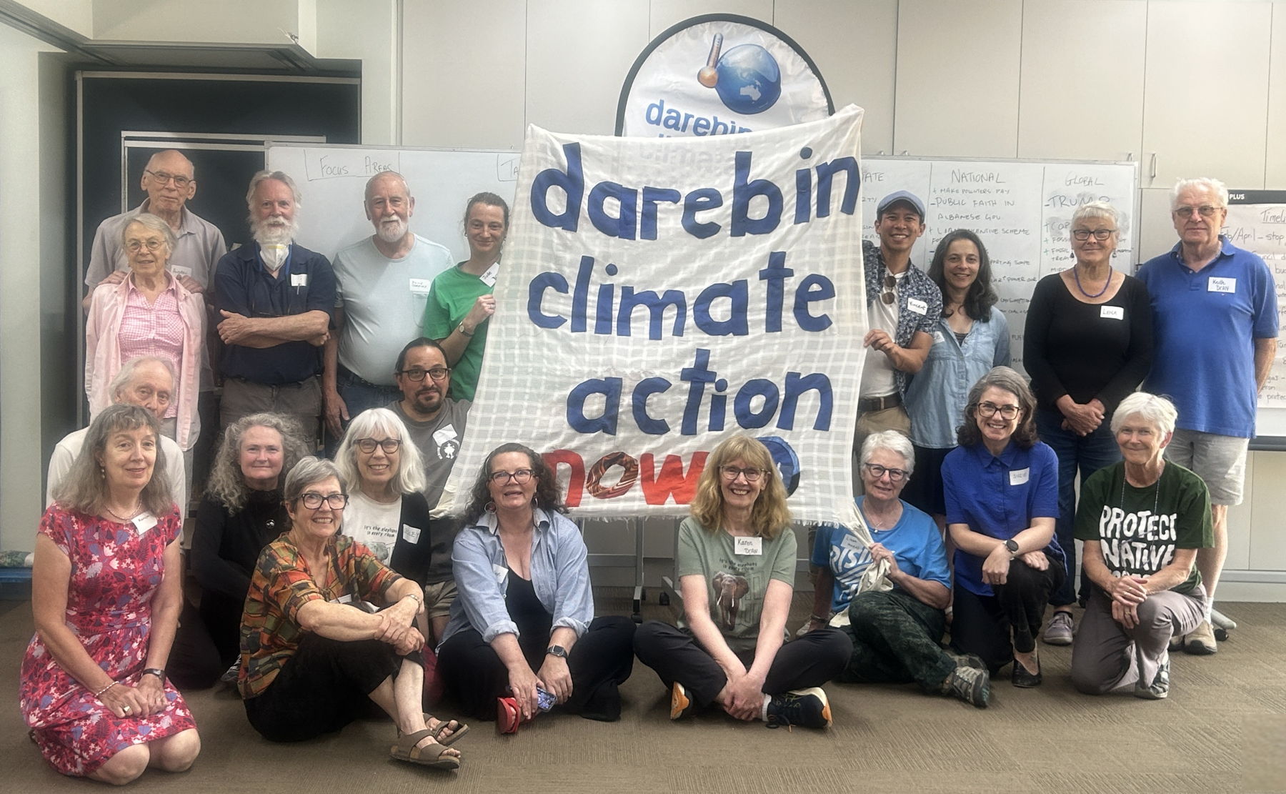 DCAN members with their banner