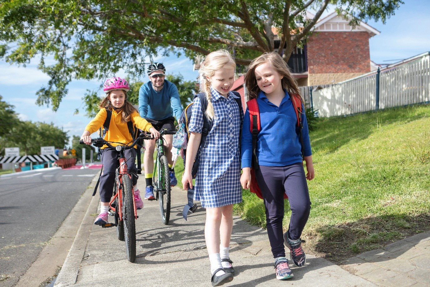Children walking and biking to school