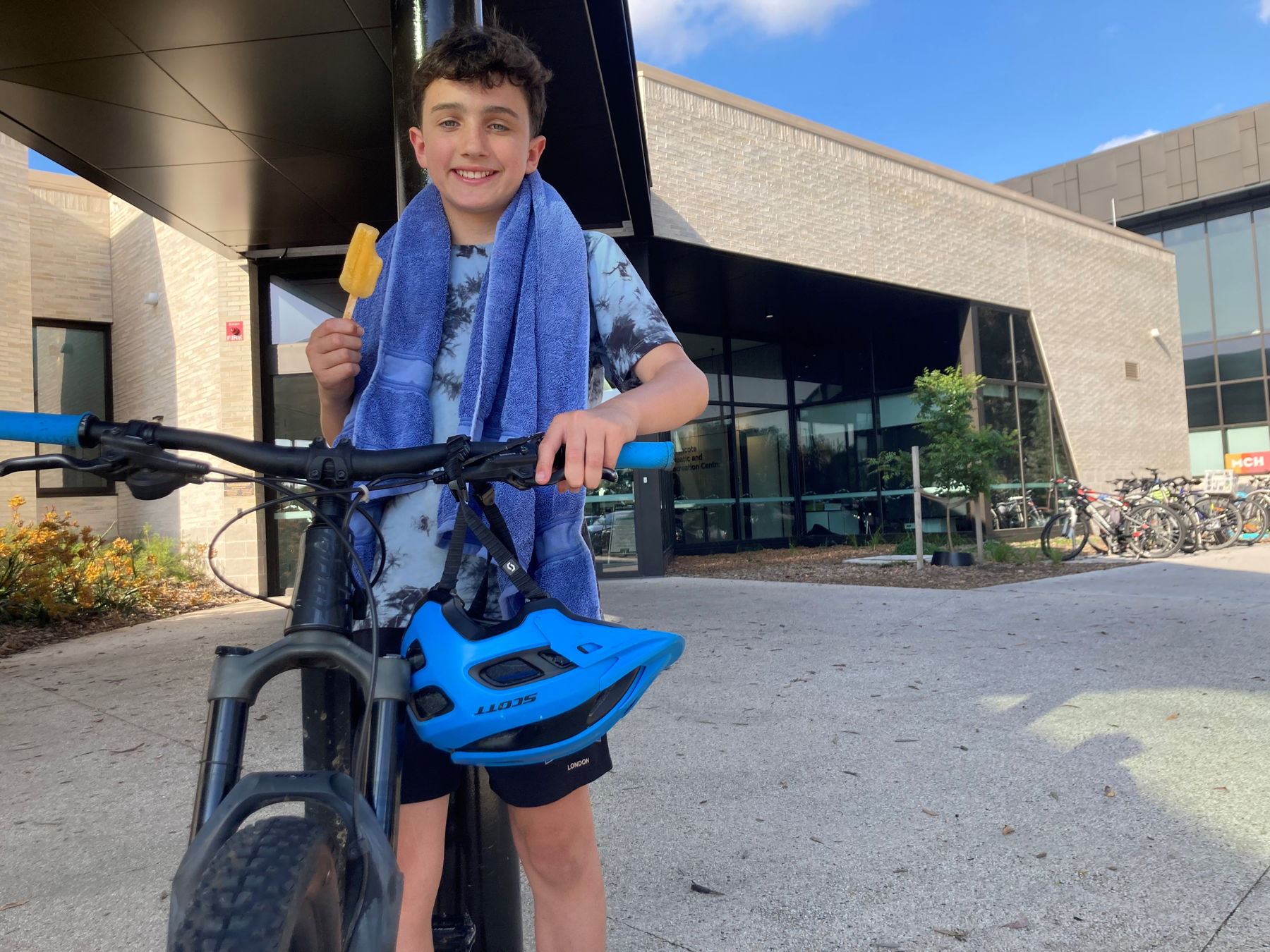 Ride to the pool in summer