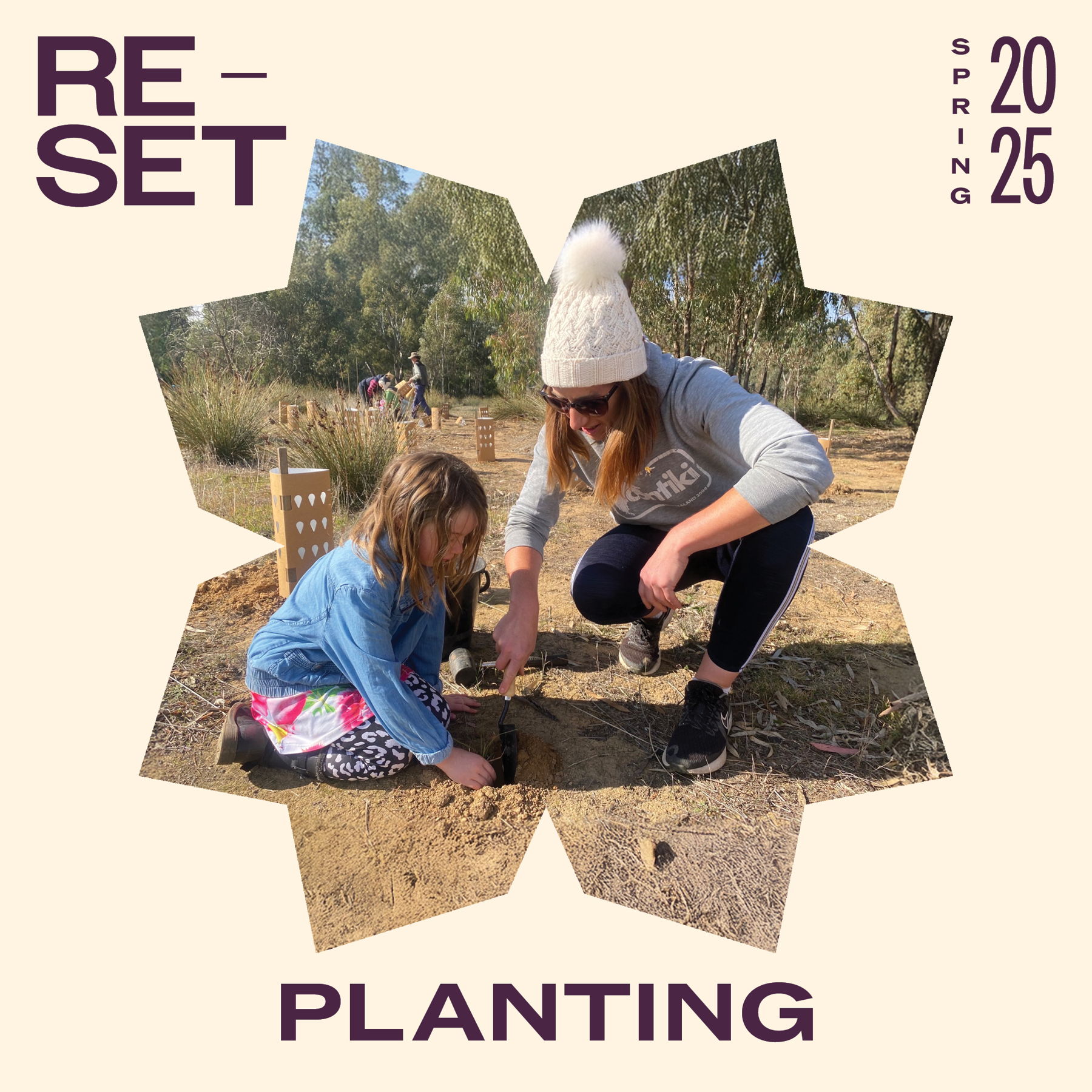 Picture of an adult and a child planting together